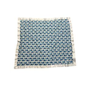 Handmade Flannel Baby Blanket Satin Trim 41 x 45 Baby Boy Ocean Whales Sea